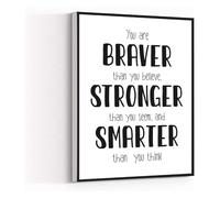 JRXFXEKW Wall-Art Artwork Painting You Are Braver Than You Believe Inspirational Quote for Modern Living Room Office Decor(Framed,16x24inch(40x60cm))