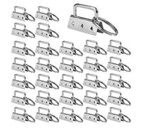 JRYGAC 30 piezas de hardware de llavero, 32 mm clip de cola llavero de correa de bricolaje de metal con anillo, hardware de cadena Key Fob, para hacer pulseras/cinturones/borlas (plata)