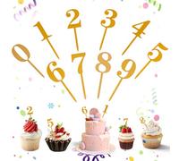 JRYXDS 10Pcs Número Cake Topper Números 0 - 9 Decoración De Número Para Tarta Para Fiestas De Cumpleaños, Baby Showers, Aniversario De Bodas