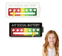 JRYXDS 2 Pines Deslizables De Estados De Ánimo Con 7 Niveles Ajustables (Negro/Blanco) - Insignia Metálica «Batería Social» Para Hombres Y Mujeres, Cambiando La Energía En Interacciones