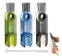 JRYXDS 3 Pcs Cepillo Multifunción 3 en 1 y 3 Pcs 20cm Cepillos de Paja, Pajitas para Botellas de Cristal Deportes Botellas de Agua Tetera El Teclado de Ordenador (Verde, Azul, Gris)