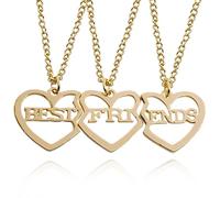 JRYXDS 3 Pcs Collar De Corazón Dorado De Amistad Puzzle Cadena Para Mujeres Mejores Amigas Regalo Que Simboliza Una Valiosa Amistad Entre Tres