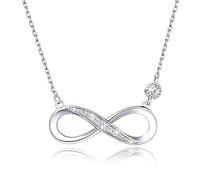 JRYXDS Infinity Sign Kette,Verstellbare Kette Silber Damen Mit Zirkonia Infinity Anhänger,Unendlichkeitszeichen Halskette Damen Silber,Kette Für Freundin Dame Mutter Mädchen Schmuck Geschenke, Acero