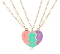 JRYXDS Juego de 3 Collares de Mejores Amigas, Dijes Best Friends Forever que Forman un Corazón, Regalo de Amistad para Cumpleaños, Aniversario o Navidad