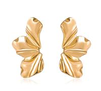 JRYXDS Oro Pétalo De Flor Pendientes Colgantes Largo Pendientes Hoja De Ginkgo Elegante Earrings Flores En Forma De Abanico