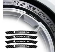 JRZCXGZX 4 Pegatinas de Fibra de Carbono para Llantas de Coche, emblemas, Pegatinas para Peugeot 106, 107, 108, 2008, 206, 207, 208, 306, 308, 508, 3008, 5008