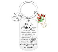 JRZDFXS 2PCS Llavero Profe Regalo para Maestra Regalo de acción de Gracias Llavero para profesor o profesora plateado para Regalos del Día del Maestro (6)