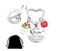 JRZDFXS 2PCS Llavero Profe Regalo para Maestra Regalo de acción de Gracias Llavero para profesor o profesora plateado para Regalos del Día del Maestro (3)