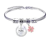 JRZDFXS Pulsera de regalo para hija, regalos de amor con colgante de cristal, pulsera familiar para mujer "To My Daughter Never Forget It I Love You", L, Acero inoxidable de cristal, No es una piedra