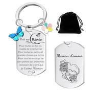 JRZDFXS Regalo Fete des Meres Regalo Mamá Llavero Regalo Maman Noel Día de la Madre, Cumpleaños, Pascuas Halloween Retiro Gracias Maman Regalos Idee Original Útil Inusual Llavero, 2, maman 1