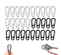 Jrzyhi 30pcs Mini Mosquetón Hebilla Pluma Mochila Cierres Muelle Mosquetón Escalada Clips Snap Llevar Mosquetón Pequeño Sf Mosquetón Primavera Snap Llavero Gancho Exterior Negro Plata