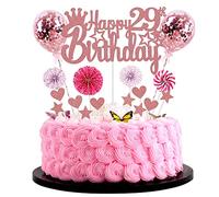 Jrzyhi Happy 29th Birthday Tortendeko frau 29 Geburtstag Hello 29 Cake Topper Rosegold Kuchen Topper 29 Kuchen Deko 29 Geburtstag mann Tortendeko 29 Jahre frau Glitter Cake Topper für 29 Geburtstag