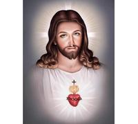 JS-1 - Kit de pintura de mosaico con diamantes 5D, motivo: Jesús religioso, redondo, decoración para el hogar, 30 x 40 cm (JS-1)