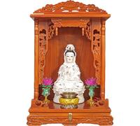 JS Ellie Altar de Pared, Fabricado en Madera de Olmo Viejo, tecnología de mortaja y Espiga, Tallado puramente a Mano, Natural y Hermoso, Duradero, con estantes retráctiles Rosewood 52cm