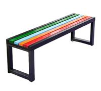 JS Ellie Banco de Exterior Colorido con Asiento de Madera Maciza y Estructura de Metal, Capaz de soportar 400 kg, Apto para Calles, Parques y Patios B 100cm