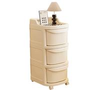 JS Ellie Carrito doméstico Multifuncional, mesita de Noche con cajones, Estante de refrigerio móvil, Adecuado para Dormitorio, Sala de Estar, habitación Infantil, Entrada White 3tier