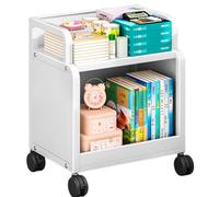 JS Ellie Carrito estantería móvil de 2/3 Niveles, Organizador de Archivos con Ruedas, Adecuado para oficinas, Estudios, aulas y Habitaciones Infantiles White 2-Tier
