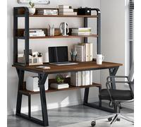 JS Ellie Escritorio de Oficina en casa, Mesa de Estudio integrada con Estante de Almacenamiento, Escritorio de Madera, se Puede Usar para Leer, estudiar, Trabajar con la computadora y Jugar Juegos