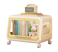 JS Ellie Estante de Almacenamiento móvil con estantes y Ruedas, estantería Plegable para niños, Organizador de Sala de Estar, Puede Contener artículos de Primera Necesidad, Libros, Juguetes Yellow B