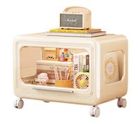 JS Ellie Estante de Almacenamiento móvil con estantes y Ruedas, estantería Plegable para niños, Organizador de Sala de Estar, Puede Contener artículos de Primera Necesidad, Libros, Juguetes Beige A