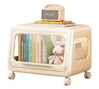JS Ellie Estante de Almacenamiento móvil con estantes y Ruedas, estantería Plegable para niños, Organizador de Sala de Estar, Puede Contener artículos de Primera Necesidad, Libros, Juguetes Beige B