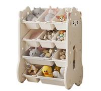 JS Ellie Estante para Juguetes con Forma de Alpaca con Cajas y estantes, Armario de Almacenamiento para habitación Infantil, Estante de Almacenamiento Multicapa con partición de Gran Capacidad C