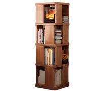 JS Ellie Estantería giratoria de Madera Maciza, estantería Cuadrada de pie, Puede Contener 300 Libros, Adecuada para Salas de Estar, Estudios, dormitorios y Espacios pequeños Walnut 40 * 40 * 130cm