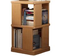 JS Ellie Estantería giratoria de Madera Maciza, estantería Cuadrada de pie, Puede Contener 300 Libros, Adecuada para Salas de Estar, Estudios, dormitorios y Espacios pequeños Wood 40 * 40 * 67cm