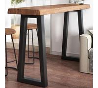 JS Ellie Mesa de Bar de Madera Maciza Engrosada con Estructura de Hierro Resistente y Resistente, Adecuada para Salas de Estar, comedores y cafeterías. Walnut 160cm