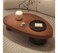 JS Ellie Mesa de Centro de Estilo Mid-Century, con una Forma Singular e Irregular, Fabricada 100% en Madera Maciza, Apta para Salones, Balcones y Salas de Estar. Walnut 80cm