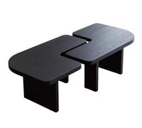 JS Ellie Mesa de Centro Estilo WABI-sabi de Forma Irregular, Disponible Individualmente o en Varias Combinaciones, Fabricada en Madera Maciza, Apta para salón, Dormitorio y balcón L-Shape Combination