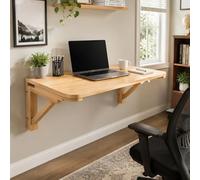 JS Ellie Mesa Plegable De Pared De Madera Maciza Natural: Un Escritorio Abatible Que Ahorra Espacio, Usar En El Cuarto De Lavado, La Cocina, La Oficina En Casa O como Escrit 100 * 50cm/39.4 * 19.7in