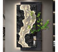 JS Ellie Pintura con Textura de Arenisca 3D, decoración artística de Pared Moderna con luz LED, Adecuada para Sala de Estar, Entrada y Pasillo C 60 * 120cm (Electric)