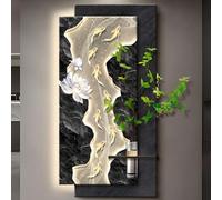 JS Ellie Pintura con Textura de Arenisca 3D, decoración artística de Pared Moderna con luz LED, Adecuada para Sala de Estar, Entrada y Pasillo D 60 * 120cm (Electric)