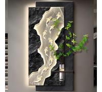 JS Ellie Pintura con Textura de Arenisca 3D, decoración artística de Pared Moderna con luz LED, Adecuada para Sala de Estar, Entrada y Pasillo A 40 * 80cm (Electric)