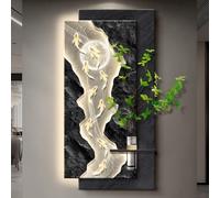 JS Ellie Pintura con Textura de Arenisca 3D, decoración artística de Pared Moderna con luz LED, Adecuada para Sala de Estar, Entrada y Pasillo B 60 * 120cm (Electric)