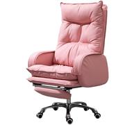 JS Ellie Sillón ergonómico de Cuero Genuino, ángulo de reclinación de 145°, se Puede Usar para Oficina, Estudio y Juegos, Estable y soporta 500 kg, Fuerte y Duradero Pink