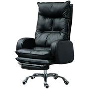 JS Ellie Sillón ergonómico de Cuero Genuino, ángulo de reclinación de 145°, se Puede Usar para Oficina, Estudio y Juegos, Estable y soporta 500 kg, Fuerte y Duradero Black