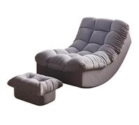 JS Ellie Sillón mecedor con reposapiés, sofá de Ante con Cojines Gruesos y extraíbles, Ideal para Salones, Salas de Estar y Balcones Gray