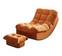JS Ellie Sillón mecedor con reposapiés, sofá de Ante con Cojines Gruesos y extraíbles, Ideal para Salones, Salas de Estar y Balcones Orange