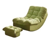JS Ellie Sillón mecedor con reposapiés, sofá de Ante con Cojines Gruesos y extraíbles, Ideal para Salones, Salas de Estar y Balcones Green