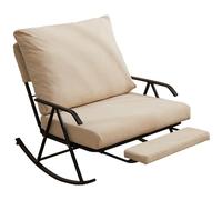 JS Ellie Sillón mecedor Doble de 92 cm de Ancho, con Respaldo Ajustable y reposapiés retráctil, Ideal para Balcones, dormitorios y Salas de Estar Beige