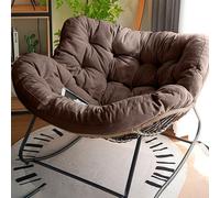 JS Ellie Sillón mecedor Individual con reposapiés, Estructura de Madera Maciza y tapizado de algodón y Lino, Ideal para salón, Estudio o Dormitorio Brown