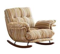 JS Ellie Sillón mecedor Individual de Estilo Vintage, sofá Auxiliar con otomana, con Estructura de Madera Maciza y tapicería de algodón y Lino, Ideal para salón, Dormitorio y balcón Yellow-A