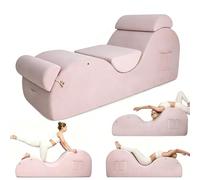 JS Ellie Tumbona para Adultos. Diseño ergonómico (con Bolsillos Laterales, reposacabezas y Soporte Lumbar). Tumbona Negra Especialmente diseñada para Yoga, Fitness y masajes Pink