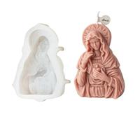 JS MOLD Molde de silicona para velas, diseño de Santa María, molde de silicona para velas perfumadas, jabón, yeso, resina, decoración religiosa del hogar