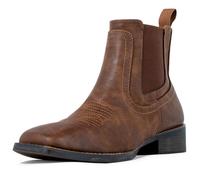 J's.o.l.e Botas vaqueras cortas al tobillo para hombre, punta cuadrada, botas de vestir occidentales de moda, Brown, 40 2/3 EU