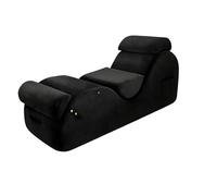 JS Space Chaise Longue de Yoga Ergonómica de 48 cm, Sillón de Suelo Moderno con Reposacabezas y Soporte Lumbar Ajustables, Espuma de Alta Densidad, para Relajación y Estiramientos Black