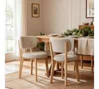 JS Space Juego de 2 Sillas De Comedor De Terciopelo Sillas De Cocina con Cojín De Asiento De Terciopelo Suave Sillas De Comedor Laterales Tapizadas para Sala De Estar Natural Wood + Beige 2pcs
