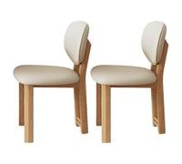 JS Space Juego de 2 Sillas de Comedor Modernas de Madera con Respaldo sillas de Comedor Madera Maciza para Cocina, Sala De Estar, Dormitorio y Restaurante Natural Wood+White 2pcs